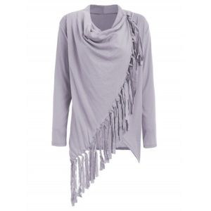 Tassel Asymmetric Long Sleeve Top